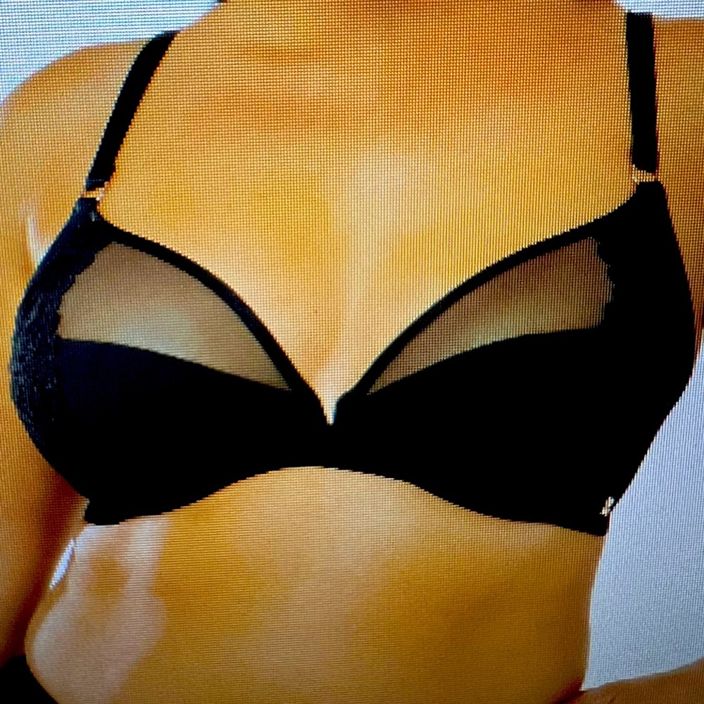 Savage Not Sorry Microfiber & Lace Half Cup Bra, Black Size 40DD